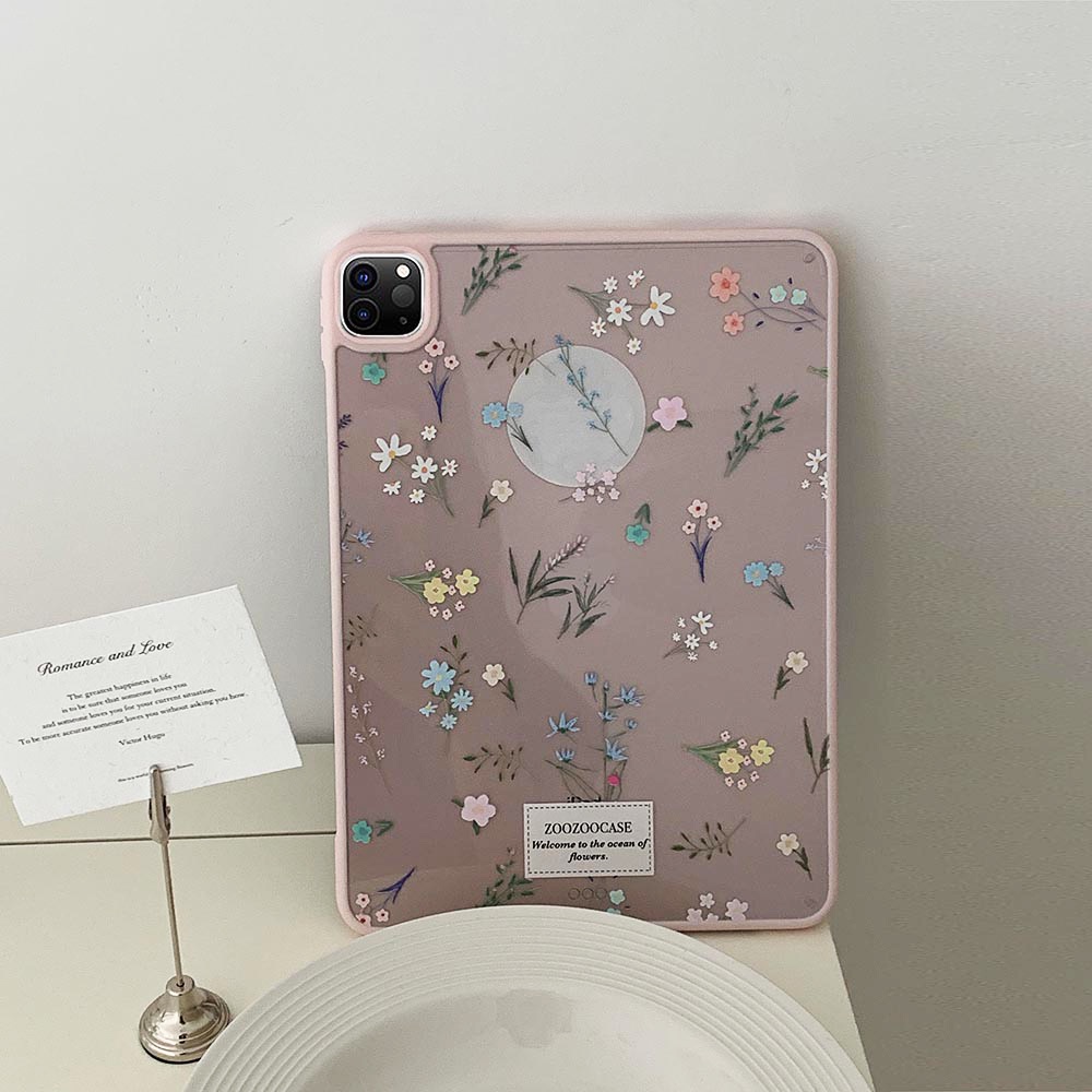Vỏ cứng Acrylic Hồng Hoa Nhỏ Họa Tiết Bao Tương Thích Với IPad 7 8 9 10th 11th A16 Air11 Air6 Air3 Air4 Air5 10.9 "Pro10.5 10.2" Pro11