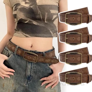 Y2k Thắt Lưng Da pu Khóa Kim Loại Bản Rộng Họa Tiết Nổi retro Mỹ Thích Hợp Phối Đầm Jean / Gia Vị punk / Đầm Cho Nam Và Nữ y2k
