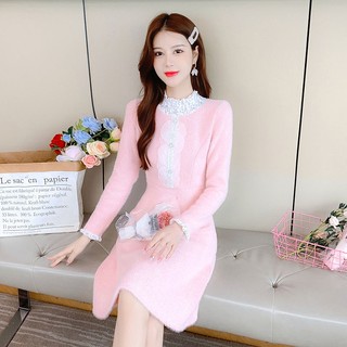 Đầm Mùa Thu Pháp Màu Hồng Kiểu Mới Cho Nữ