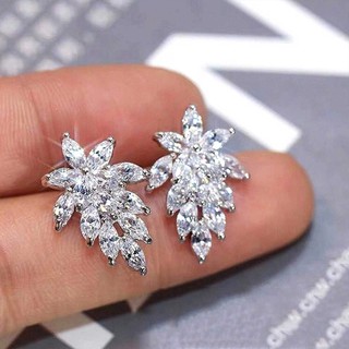 Bông Tai Hình Chiếc Lá Đính Đá Lấp Lánh Sang Trọng Thời Trang