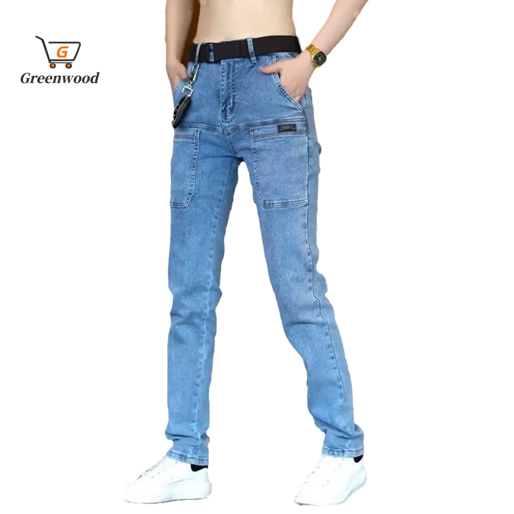 Gre Quần Jean denim Dài Đến Mắt Cá Chân Mềm Mại Thoáng Khí Phong Cách retro Hàn Quốc Có Nhiều Túi Dành Cho Nam