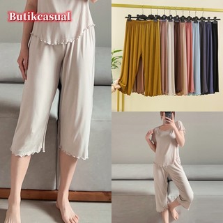 Phụ Nữ Quần Mùa Hè Thời Trang Quần Rộng Thường Ngày Đồng Bằng Ruffle edge Quần Rời
