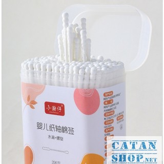 Hộp 200 cây bông ngoáy tai, Tăm bông hai đầu cho trẻ em vệ sinh tai, mũi - kháng khuẩn,dễ sử dụng-GD787-TamHopBB