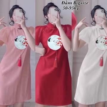 Đầm Váy Bigsize Thêu 5D Xinh Đẹp Đón Tết Thiết Kế Thời Trang Bigsize Đẹp Sang Chảnh 50-95kg Bigsize Đầm Xinh Đi Tiệc
