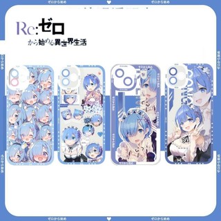 Ốp Lưng Cho Iphone 7 / 8 11 12 13 14 15 Plus Pro XS XR Max Mini Clear TPU Dễ Thương Rem Anime RE Zero Bảo Vệ Camera Nhật Bản Ốp Lưng Chống Sốc Cặp Đôi Mềm Hoạt Hình Vỏ Điện Thoại Silicon