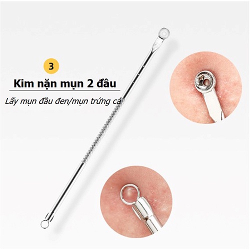 Bộ Nặn Mụn 5 Món Cao Cấp Inox Không Gỉ, Bộ Nặn Mụn Đầu Đen 5 Chi Tiết TOOL