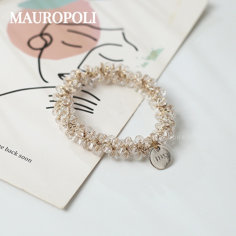 Mauropoli [Sẵn sàng] Dây buộc tóc pha lê đơn giản Tính khí nữ Thanh lịch Hàn Quốc Dongdaemun