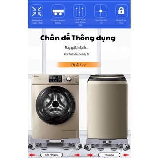 Chân đế kê tủ lạnh Giá đỡ máy giặt 8 trụ đứng 4 bánh Tuỳ chỉnh độ cao Linh hoạt kích cỡ di chuyển dễ  Gia dụng