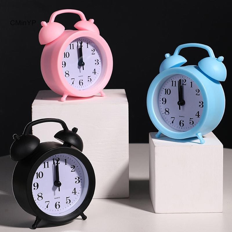 CMinYP Đồng hồ đôi Đồng hồ bấm giờ chính xác Hoạt động bằng pin Vòng đầu giường Để bàn Đồng hồ báo thức Trẻ em dễ thương Quà tặng vinh quang