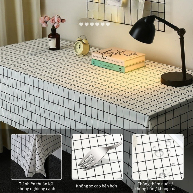 Khăn Trải Bàn Caro Peva Phong Cách–Chống Nước, Chống Dầu, Chống Bụi Bẩn,Thảm Trải Bàn Gia Đình