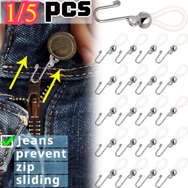 1 / 5 Chiếc Khóa Kéo Quần Jean Co Giãn - Ngăn Quần Khóa Kéo Rơi - Móc Khóa Kéo Chống Trượt - Dây Buộc Quần Dễ Dàng Lắp Đặt - Phụ Kiện Quần Unisex
