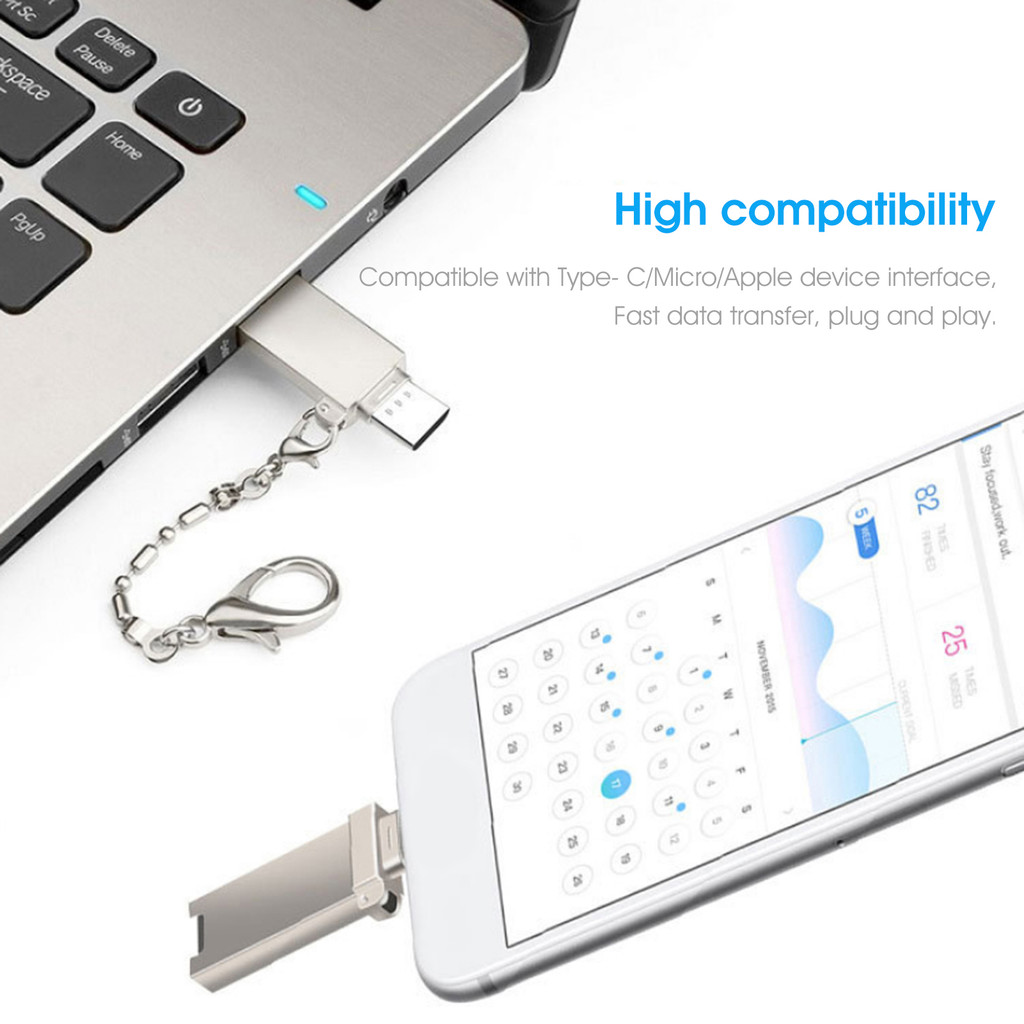 [Ky] Đầu đọc thẻ TF 2 trong 1 Đầu đọc thẻ nhớ USB 2.0 Type-C / Micro USB OTG tốc độ cao cho điện thoại