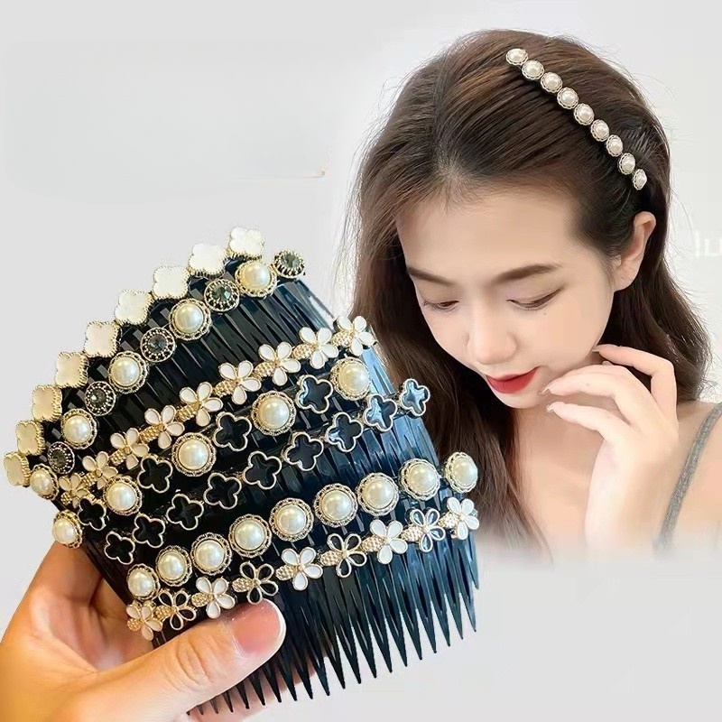 Lược Cái Tóc Chống Trượt Gọn Gàng Tóc Con Đính Hoa Đá Xinh Xắn Sang Trọng Phụ Kiện Tóc Empoli