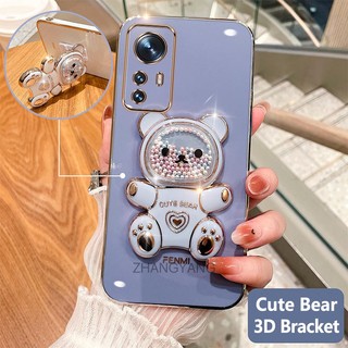 ốp lưng xiaomi 12 12 lite 12t 12t pro Ốp Điện Thoại tpu Dẻo Mạ Màu 3d In Hình Gấu Nhỏ Đáng Yêu Có Giá Đỡ Cho xiaomi 12 12 lite 12t 12t pro