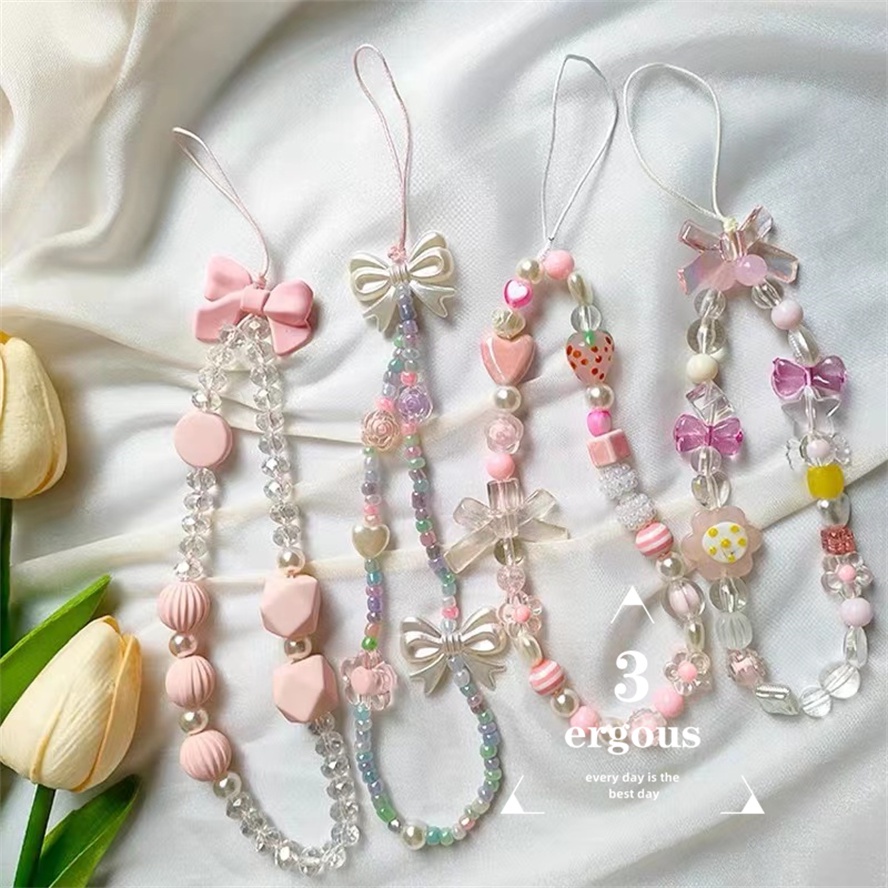 Thời Trang Đa Phong Cách Nơ Dễ Thương Nguyên Tố Điện Thoại Di Động Dây Đa Năng Đính Hạt Dây Xích Chống Mất Di Động Điện Thoại Mặt Dây Chuyền