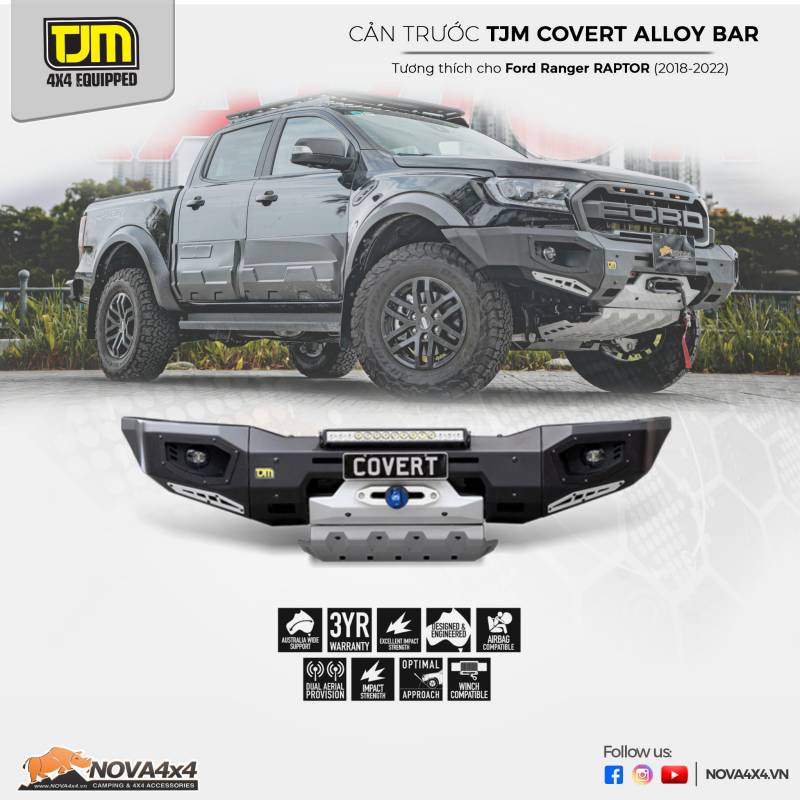 CẢN TRƯỚC TJM COVERT ALLOY BLACK CHO RANGER RAPTOR | Shopee Việt Nam