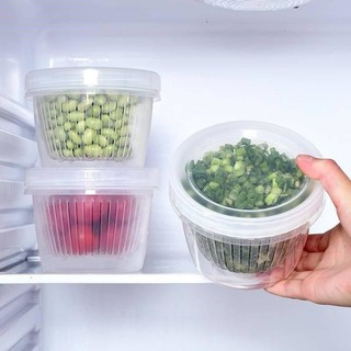 Hộp Đựng Hành Tỏi Gừng Để Tủ Lạnh Tròn Có Lỗ Thoát Nước Và Nắp Kín Tránh Mùi Tiện Lợi - SUNND