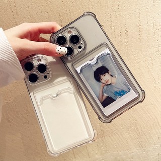 Thẻ trong suốt teck place holder ốp lưng điện thoại cho iPhone 15 14 11 12 Pro Max 13pro xr xs Max x Ví va đập rắn trong suốt lưng mềm T10