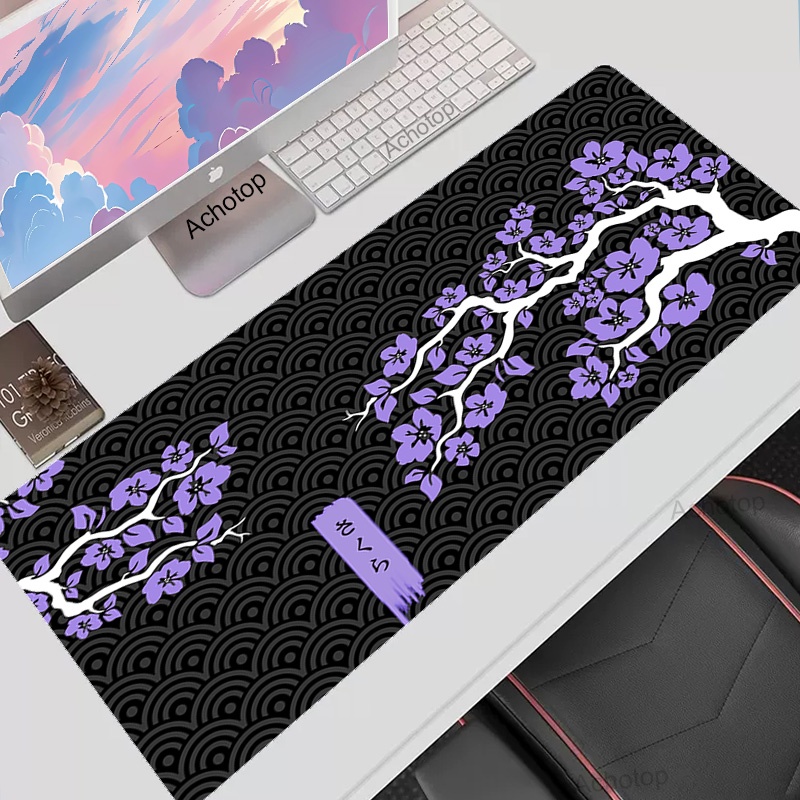 Sakura Miếng Lót Chuột Game Thủ Mousepads Chơi Game Lớn Mousepad Tím Hoa Anh Đào XXL Chuột Thảm Bàn Phím Lớn Thảm Để Bàn Cho Máy Tính