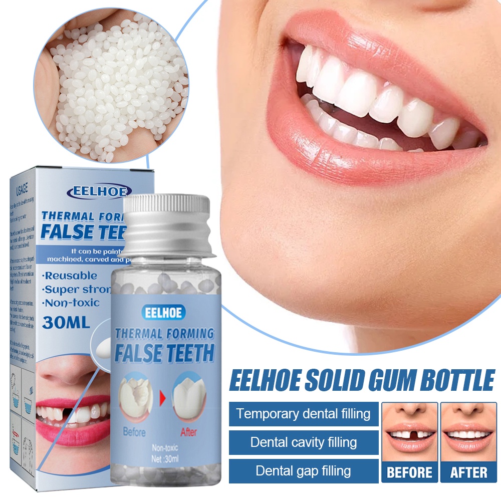 Ảnh EELHOE Phục hồi nha khoa mới Bộ dụng cụ sửa chữa răng tạm thời Keo răng giả và khoảng trống Răng giả Keo rắn Răng giả Dính Nhựa Keo Trang điểm Răng giả Sửa đổi Nhựa 30ml 2