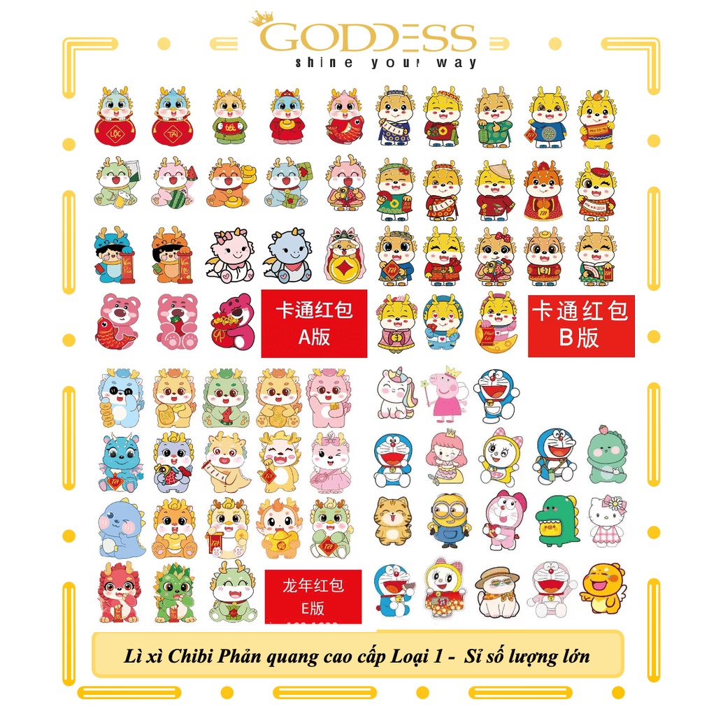 Bao Lì Xì Chibi - 1 Bao ChiPi Hoạt Hình Tết GIÁP THÌN 2024 Hình Rồng ...