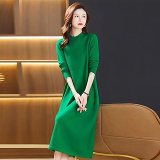 Đầm Dệt Kim Tay Dài Dáng Rộng Thời Trang Thu Đông Xinh Xắn Cho Nữ