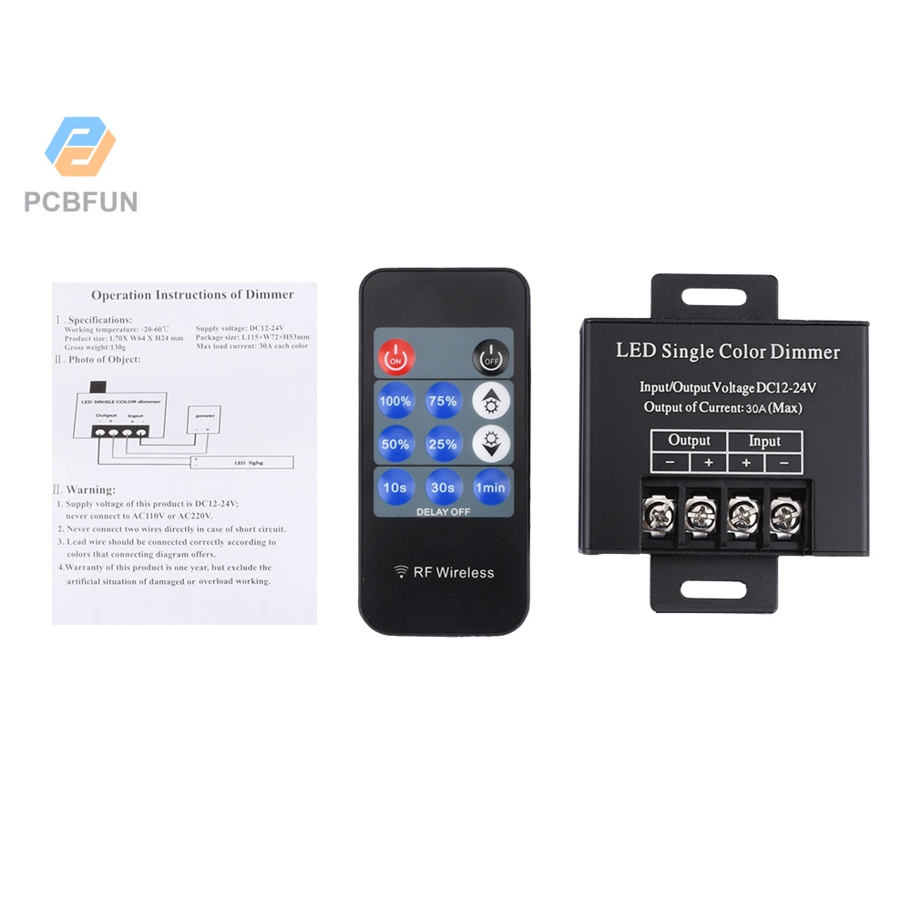 Pcbfun Bộ Điều Khiển Dây Đèn led Đơn Màu dc12v 24v 11Ke rf 30a | Shopee ...