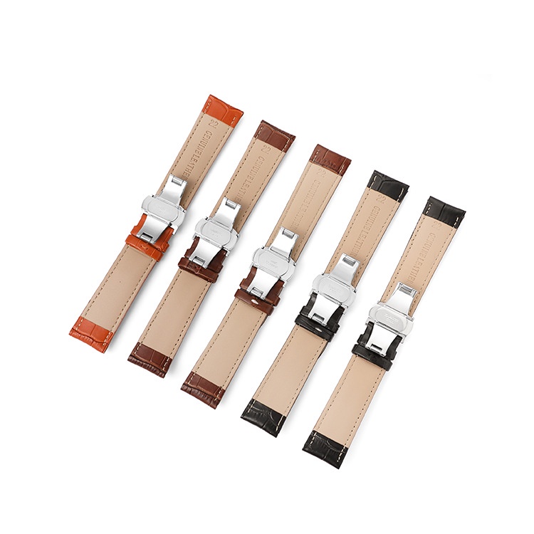 Dây đeo đồng hồ bằng da thật cổ điển 12-22mm Dây đeo đồng hồ 18mm 20mm 22mm Khóa bướm gấp Khóa đồng hồ cho đồng hồ thạch anh mechaincal Nam Nữ Vòng tay da bò