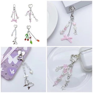 XGB Ngôi Sao Thời Trang Nơ Bướm Treo Mặt Dây Đeo Điện Thoại Ngọt Ngào Túi Trang Trí Di Động Treo Dây Cho Bé Gái W