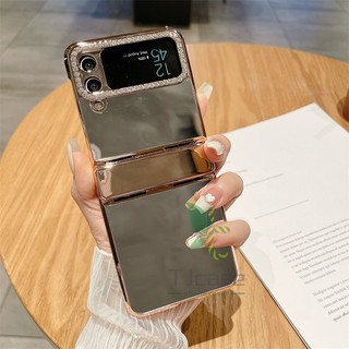 Bao Da Điện Thoại Nắp Lật Mặt Gương Mạ Điện Cho samsung galaxy z flip 5 z flip 4 / 3 Ốp