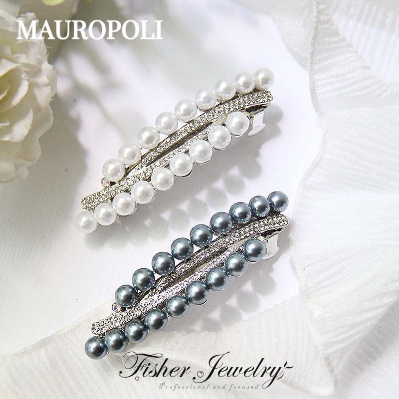 Mauropoli Kẹp Tóc Ngọc Trai Nhiều Màu Sắc, Kẹp Ngang Lớn Retro, Phụ Kiện Tóc Nữ Mùa Xuân
