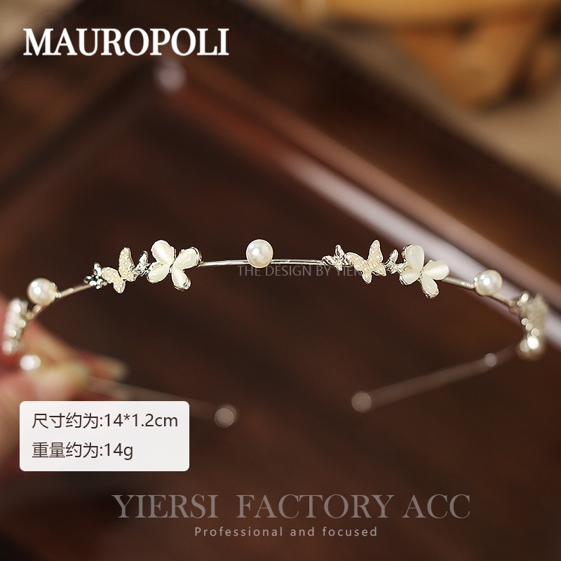 Mauropoli [Sẵn Sàng] Kim Loại Ngọc Trai Kim Cương Giả Hoa Băng Đô Nữ Thu Đông Mũ Buộc Tóc Băng Đô Đeo Đầu Phong Cách Cổ