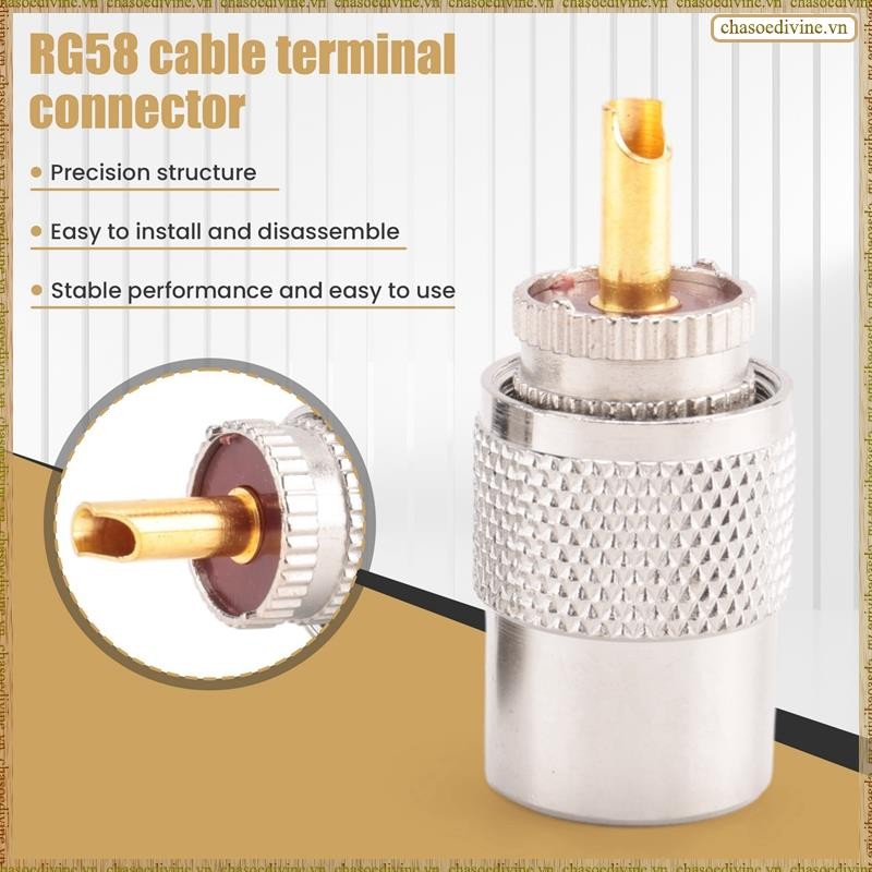 [K O G X] 10 CÁI Đầu nối RF Đầu nối UHF Nam RG8 RG58 Cáp Lug Đầu nối ăng-ten PL259