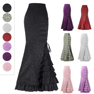 Váy đuôi cá Gothic dành cho nữ, Váy Bodycon Jacquard cổ điển cho bữa tiệc, Váy Bodycon sang trọng thông thường