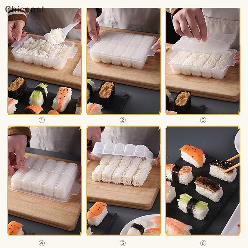 [Chc] 5 / 10 Lưới Khuôn Cơm Sushi Hộp Bảo Quản Áp Lực Chống Dính Dụng Cụ Ăn Trưa DIY Nhà Bếp Khuôn Onigiri Trong Suốt [VN]