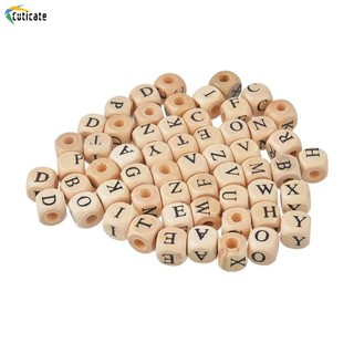 [Cuticate] Bộ 100 Hạt Gỗ Xâu Chuỗi Hình Chữ Cái 10mm