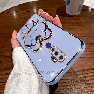 ốp lưng oppo a5 2020 a9 2020 Ốp Điện Thoại TPU Silicon Mềm Mạ Điện Gắn Gương Trang Điểm Hình Thỏ 3D Cho oppo a5 2020 a9 2020