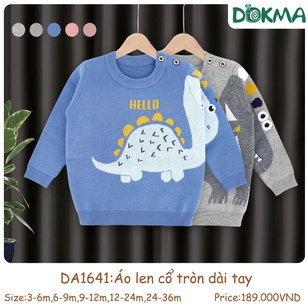 (6-12kg, 3-24M) Áo Len Dokma Cổ Tròn Hình Động Vật Ngộ Nghĩnh DA1640 DA1641