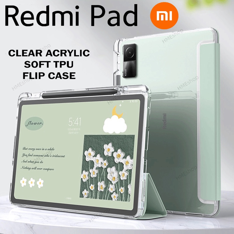 Bao Da Máy Tính Bảng Trong Suốt Hít Nam Châm Có Ngăn Đựng Bút Cho redmi pad SE 11inch redmi pad 2 pro 12.1 Lưng