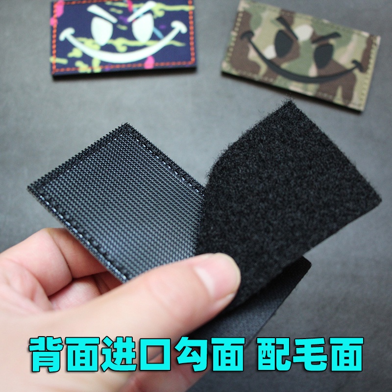 Velcro Băng Tay Ác Nụ Cười Mặt Miếng Dán Phản Quang Mặt Cười Đạo Đức Huy Hiệu Dạ Quang Ba Lô Áo Khoác Miếng Dán