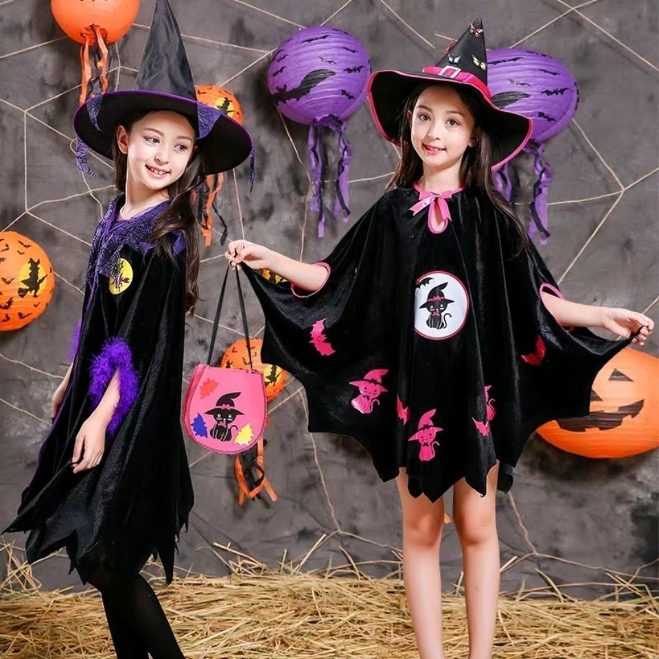 Đầm Hóa Trang halloween Nhân Vật Phù Thủy Dễ Thương Cho Bé