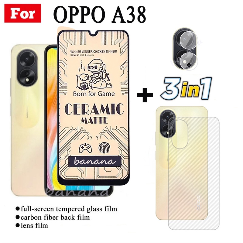 Phim mềm mờ gốm 3 trong 1 OPPO A38 cho OPPO A98 A58 A78 Bảo vệ màn hình ống kính máy ảnh