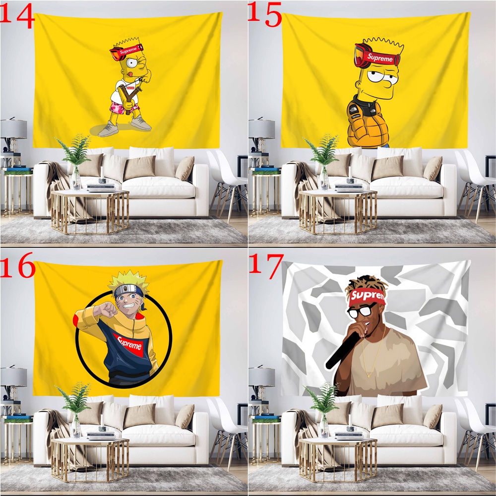 Tấm Thảm Treo Tường Trang Trí Phòng Ngủ Bằng polyester In logo supreme Kèm Kẹp Tiện Dụng