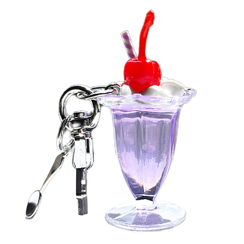 King Móc Khóa Hình Ly Kem / cherry Dễ Thương Dùng Trang Trí Túi Xách / Xe Hơi