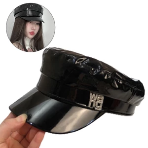 XGB PatentLeathers Mũ nồi Cô gái Chauffeur Mũ hải quân Mũ đội mũ thời trang nữ