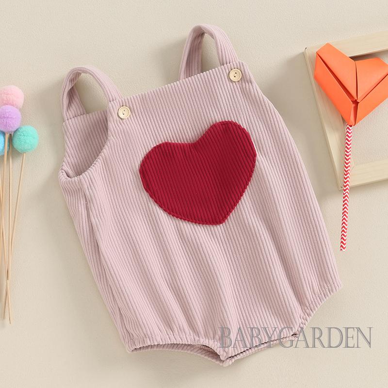 Jumpsuit Vải Nhung Kẻ Không Tay Có Túi Hình Trái Tim Cho Bé