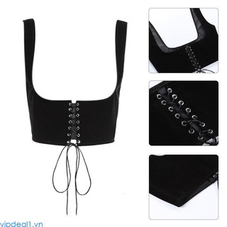 Vipdeal1 Áo crop top corset Ôm Dáng Màu Trơn Có Thể Điều Chỉnh Kích Cỡ Cho Nữ