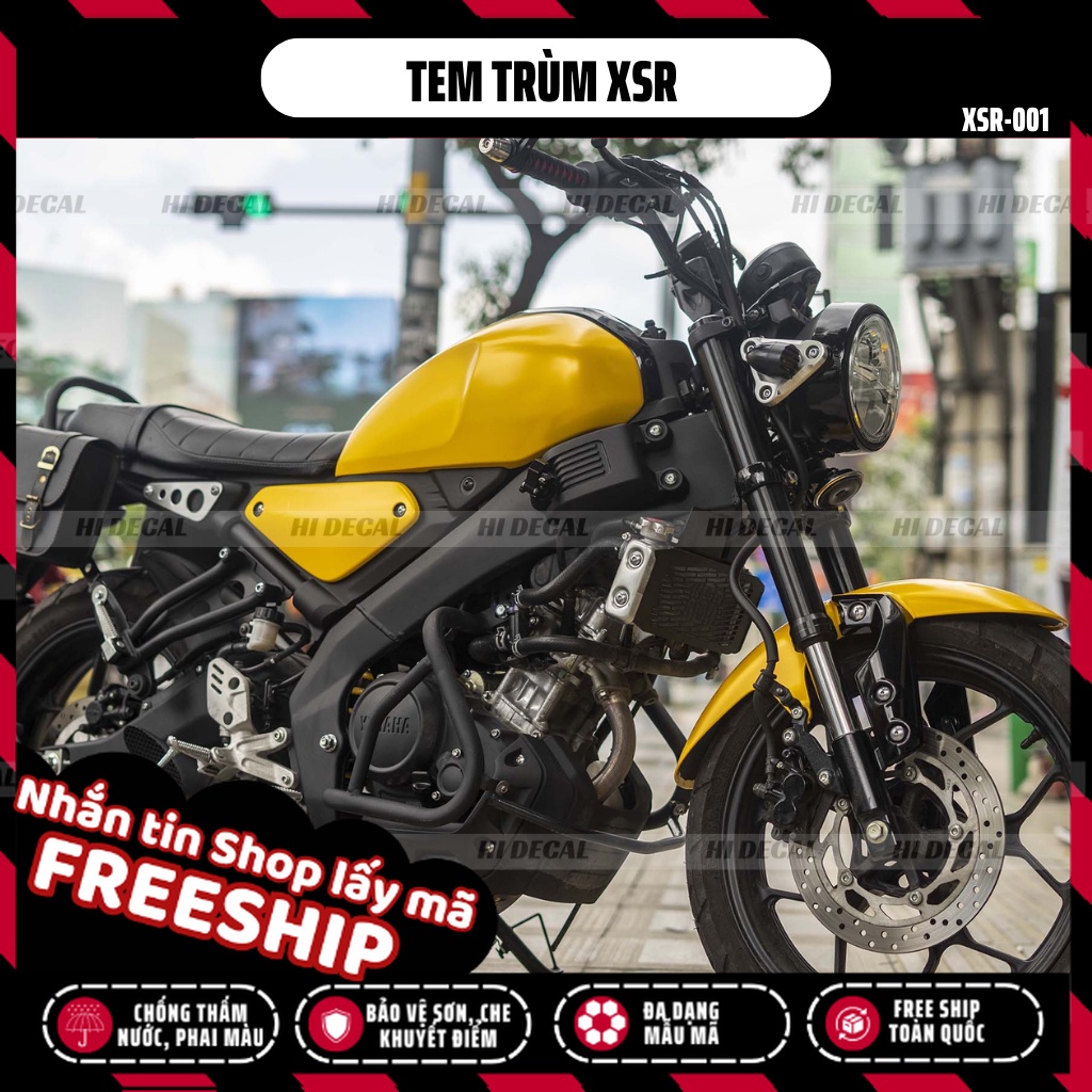 Tem XSR 155 màu vàng | XSR-001 | Decal tem trùm dán xe XSR, decal cao cấp chống nước, chống phai màu