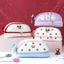 GETVOW Túi Đựng Bút Chì Dễ Thương, Da PU Smile Cherry Pencil, Hoạt Hình Văn Phòng Phẩm Gấu Dâu Hai Lớp Bút Túi Cô Gái