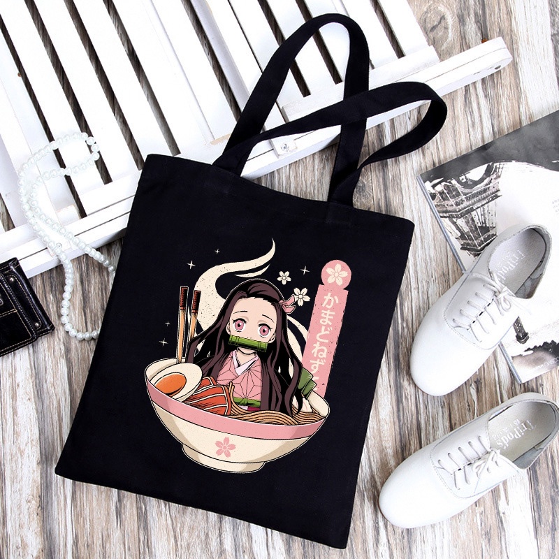 Túi Xách Tay Đeo Vai Bằng Vải canvas In Hình nezuko rengoku demon slayer kimetsu no yaiba kamado tanjirou 2024 Cho Nữ